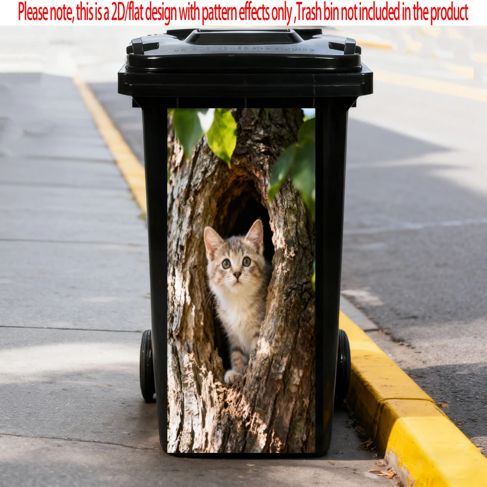 

Tree Hole Cat Design Animal Trash Can Sticker Bin Stickers Waterproof Self Adhesive Wallpaper Home Wall Art Kitchen Decoration