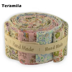 Teramila-tela 100% de algodón con estampado de flores, rollo de tiras de gelatina de 5x50CM, 6-9 unids/lote, tela de retales para manualidades