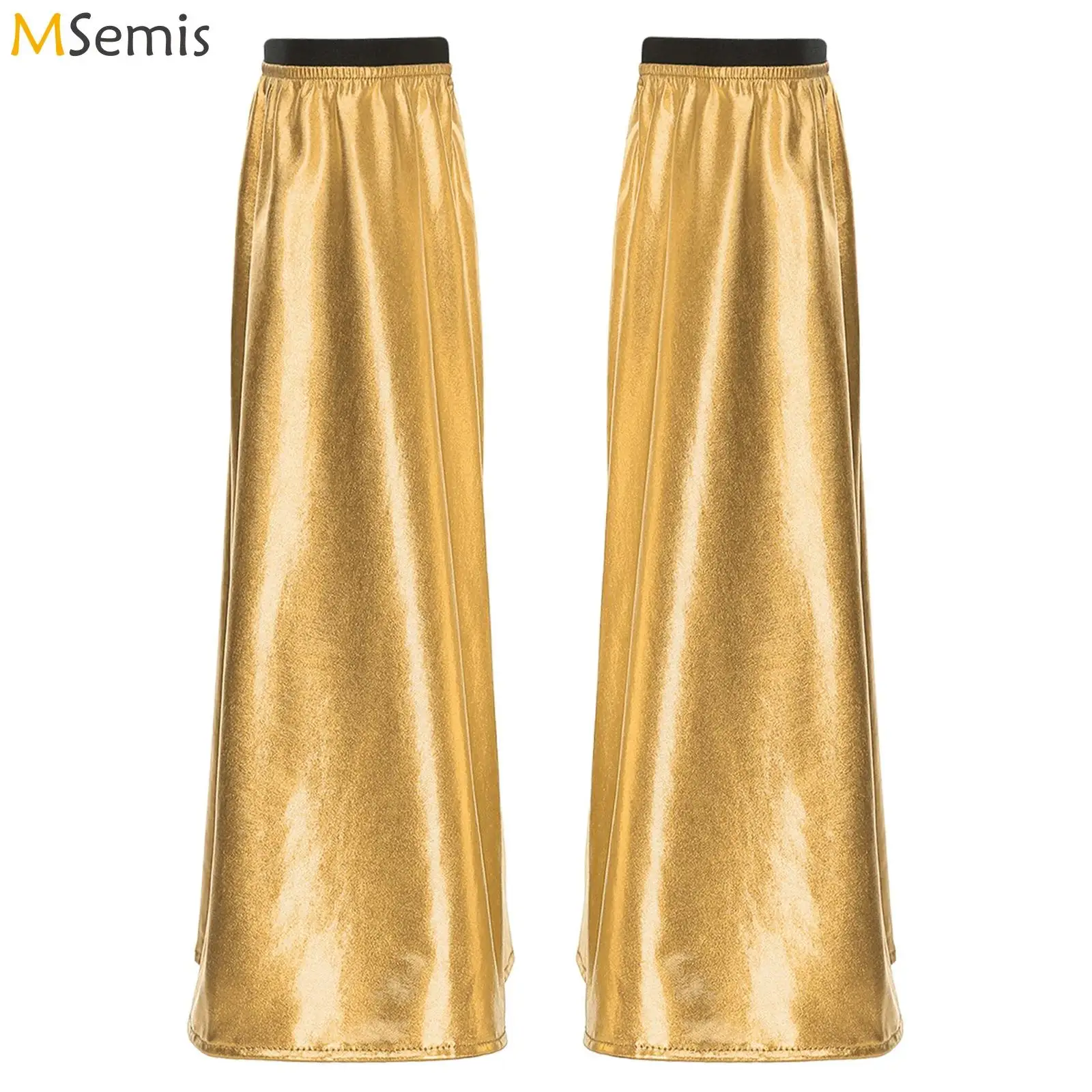 1 Pair Flared Leg Warmer Adults Halloween Raves Party Props Metallic Shiny Elastic Openings Leg Covers Sleeves Costume Accessory