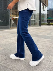 Fashion Solid Color Men Casual Pants Stretch Jeans Skinny Work Trousers Male Wash Slim Fit for Zippered Jeans Men Clothing