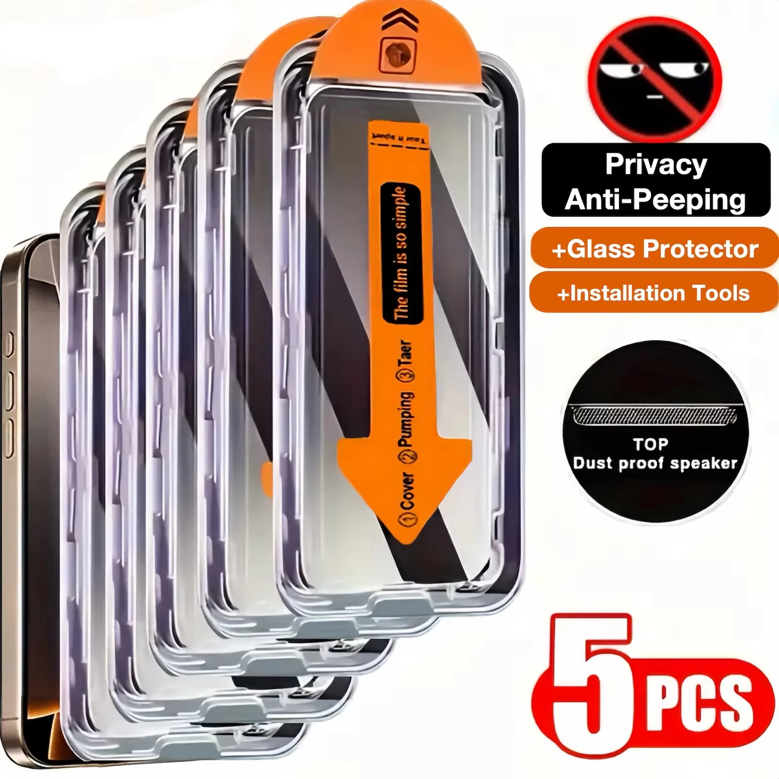 1-5 Stück Ein-Klick-Installation Blickschutzfolie aus gehärtetem Glas für iPhone 17 Pro Max 16 15 14 13 12 11 X XR XS Max 17 Air