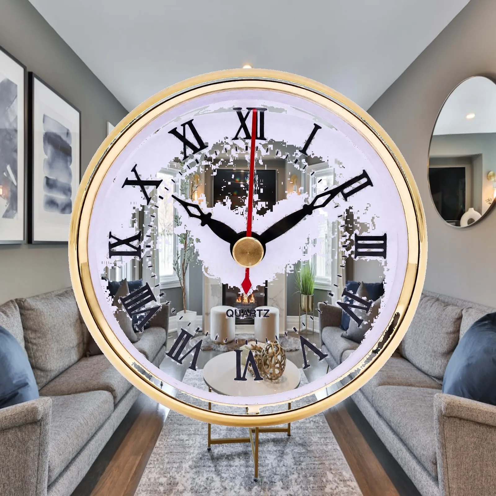 Quartz Clock Movement for DIY Clock Making 80mm Inset Plastic Gold Bezel White Face Black Hands for Creative Decor Projects