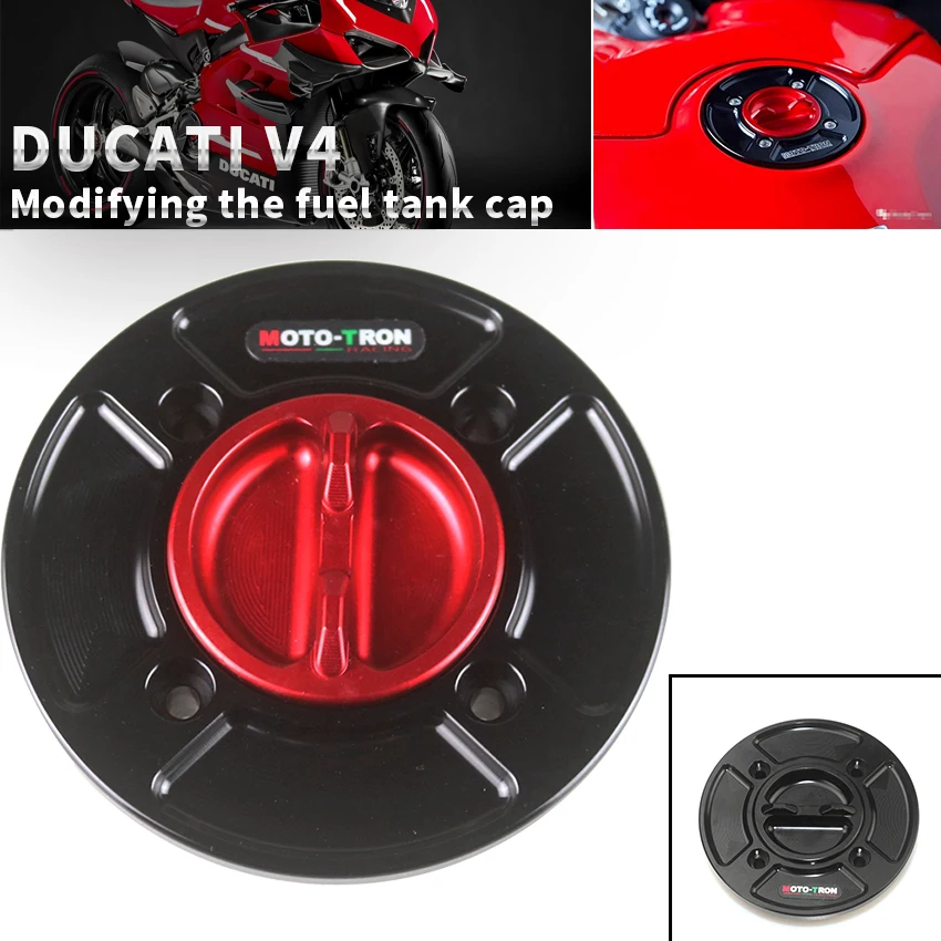 

Motorcycle Oil Fuel Tank Gas Cap Cover Keyless For Ducati Panigale V4 V4S V4R 2018 2019 2020 2021 CNC Aluminum Accessories