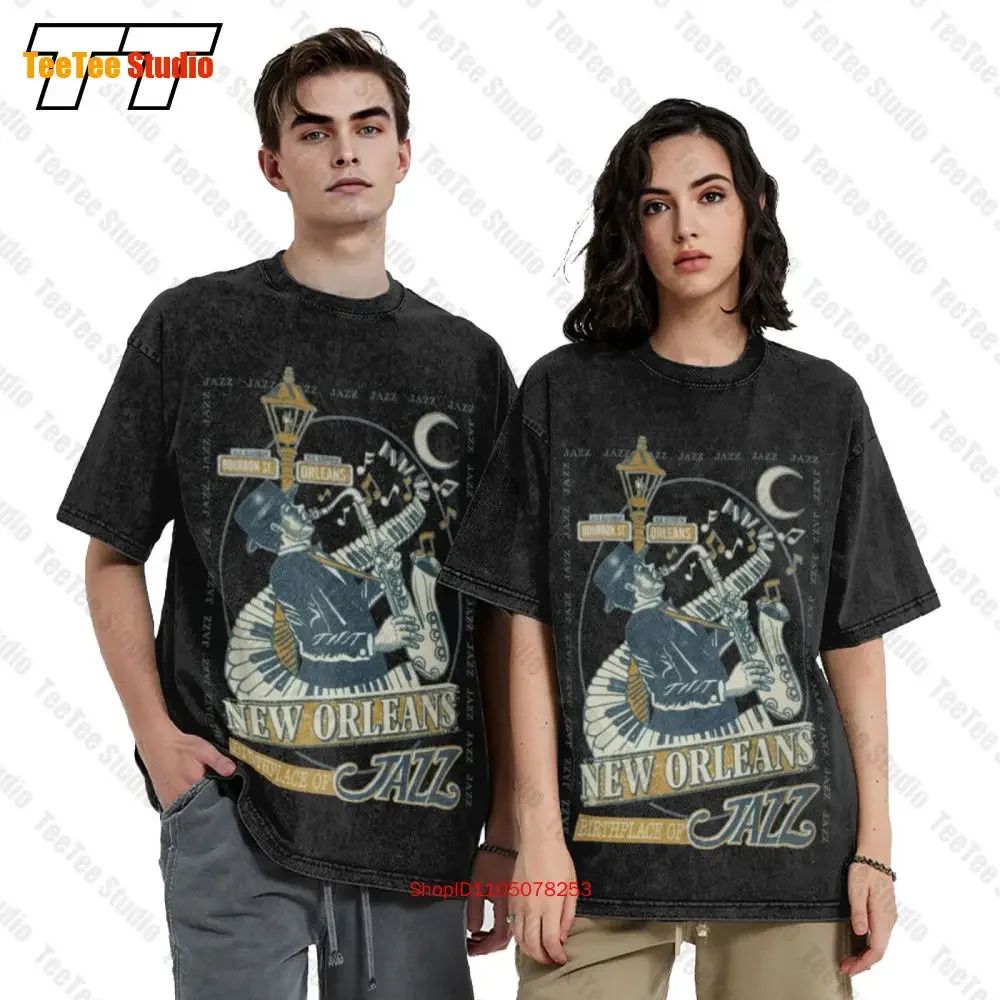 New Orleans Nola Birthplace Of Jazz Sax Player Notes Short Sleeve Tee Oversized T-Shirt 0YMM