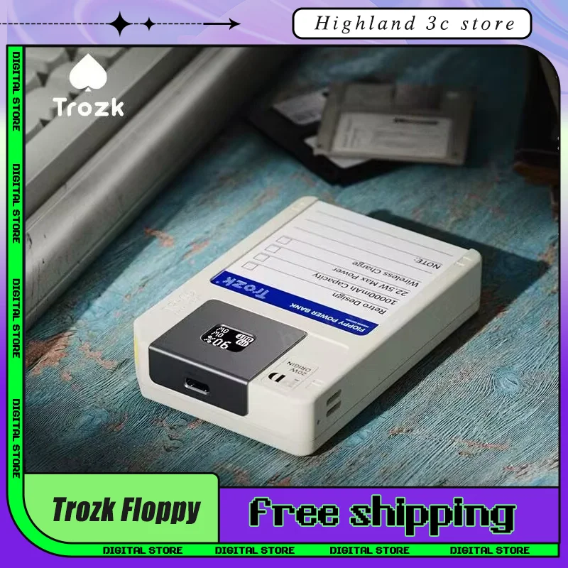 New Trozk Floppy Power Bank Magnetic Wireless 10000mAh Large Capacity Portable Mobile Powerbank PD22.5W Fast Charge Power Bank 