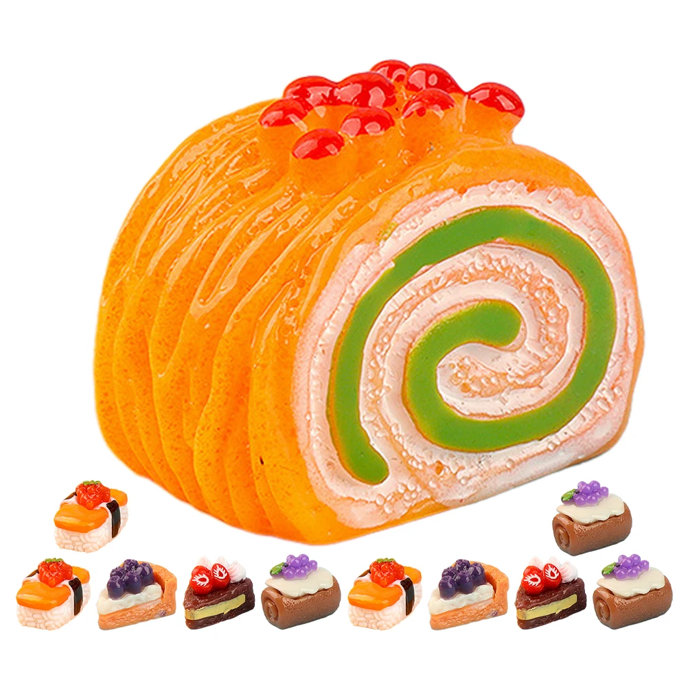 15pcs 3D Fruit Cake Dessert Fake Model Mini Pretend Food Decorative Simulated Miniature Kitchen House Play Toy Prop