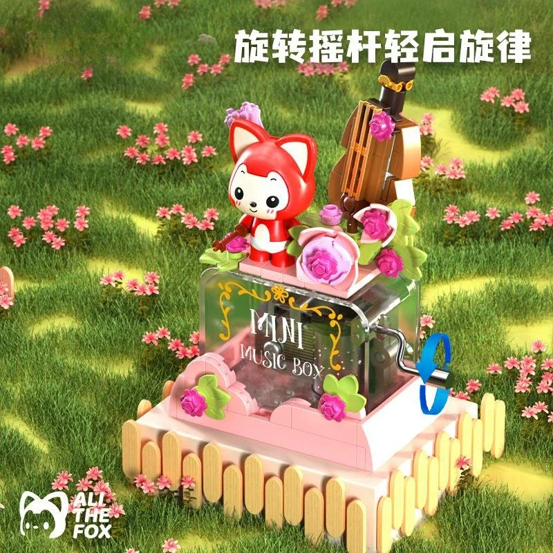 Anime Alibaba Romantic Balloon Music Box Building Blocks Cute Cartoon Creative Assembly Model Puzzle Decoration Toy Gifts