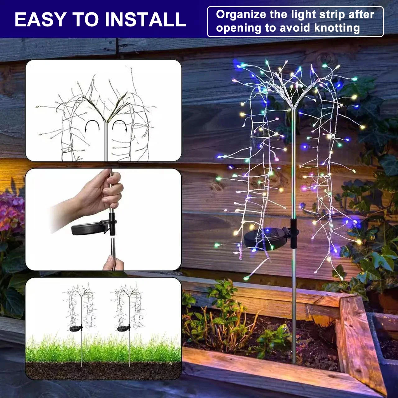 LED Outdoor Solar Fireworks Light Waterproof LED Light Fairy Light Courtyard Garden Lawn Lighting Decoration Outside lights Pond