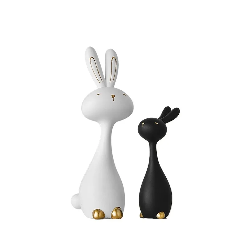 Stylish Resin Rabbit Statue Minimalist Indoor Decoration Art Craft Ornament for Office Wine Cabinet Desktop Display