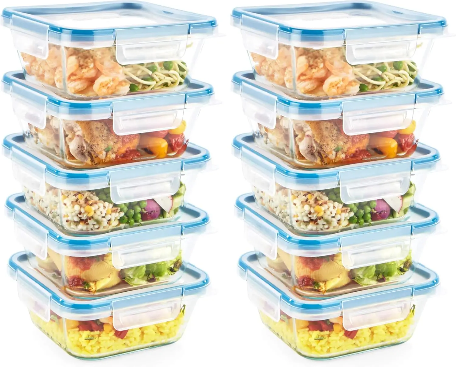 

(10-Pack, 4 Cup) Glass Food Storage Containers Set, Airtight & Leakproof Locking BPA-Free Lids, Freezer Dishwasher Microwave Sa