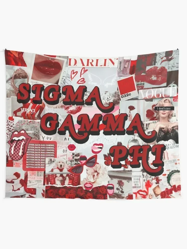 Sigma gamma phi red collage sgphi thusa Tapestry Funny Wall Decorations Room Decore Aesthetic Wallpaper Tapestry