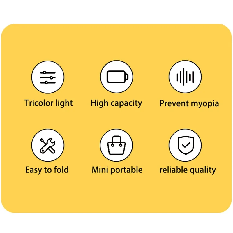 Lâmpada de mesa dobrável portátil, proteção ocular com escurecimento de três tons, 2000mAh, recarregável por USB, adequada para mesa de estudante
