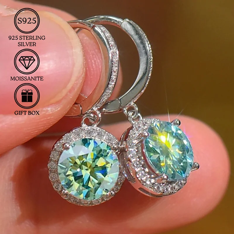 1pair 1/2/3 Carat Moissanite Earrings for Women, S925 Silver Anti-allergy Material, Fashionable Jewelry Gifts.