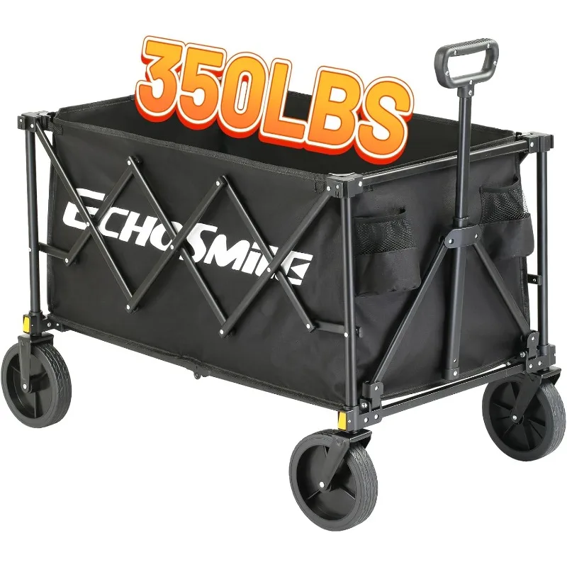 

Heavy Duty 350 Lbs Capacity Collapsible Wagon, Outdoor Folding Camping Grocery Portable Utility Cart