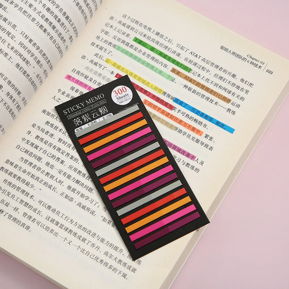 300 Sheets Translucent Pet Student Stationery Classification Marks Key Index Extremely Fine Color Fluorescent Stickers