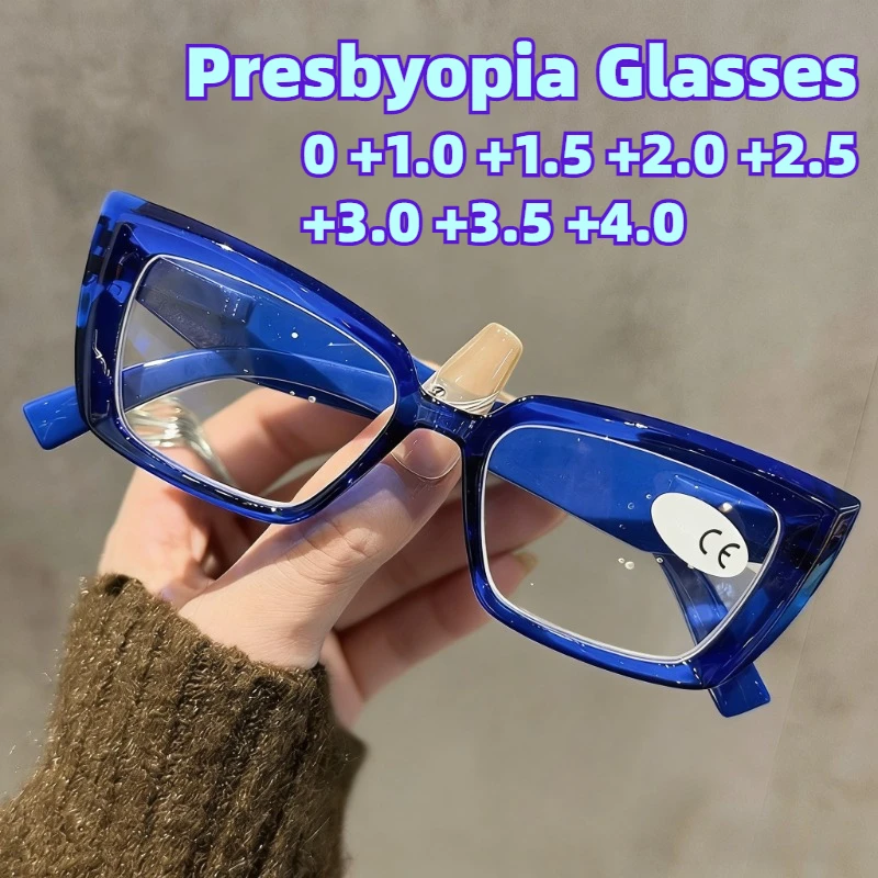 Neue modische Presbyopie-Brille mit quadratischem Rahmen, ultraleicht, bequem, Retro-Lesebrille, Unisex, Dioptrien 0 bis +4,0