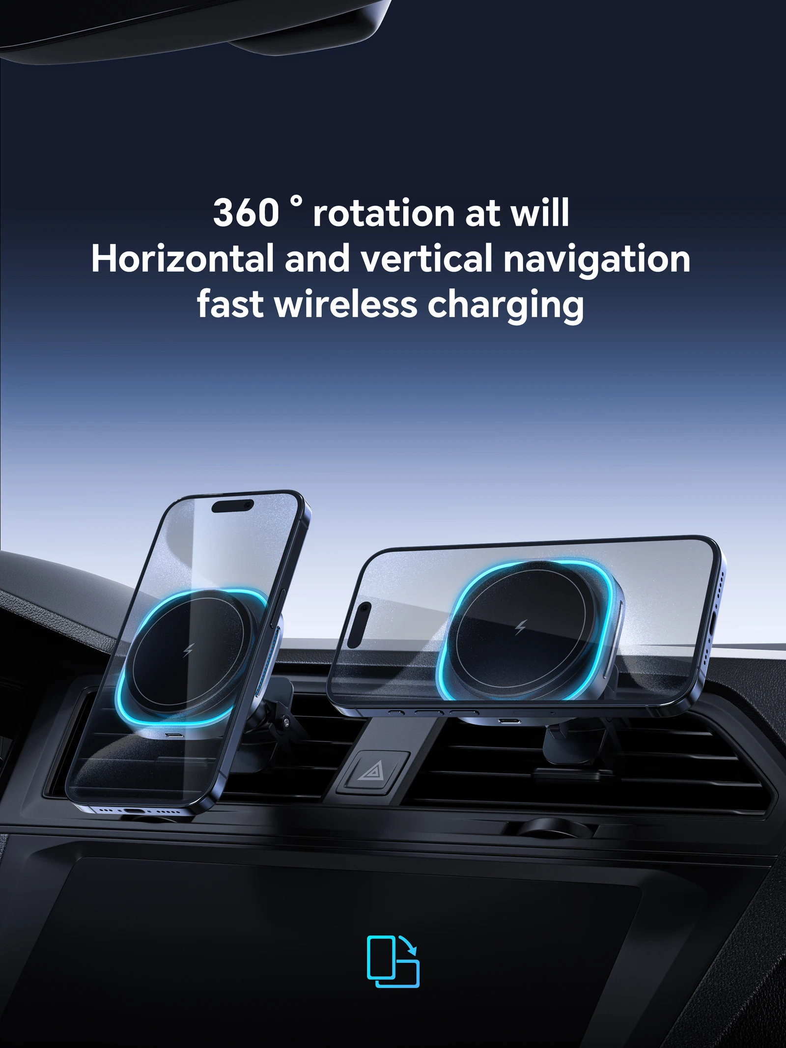 15w Magnetic Wireless Charger Car  Mount Strong Magnetic Fast Charging Car Phone Holder Magnetic Wireless Car Charger
