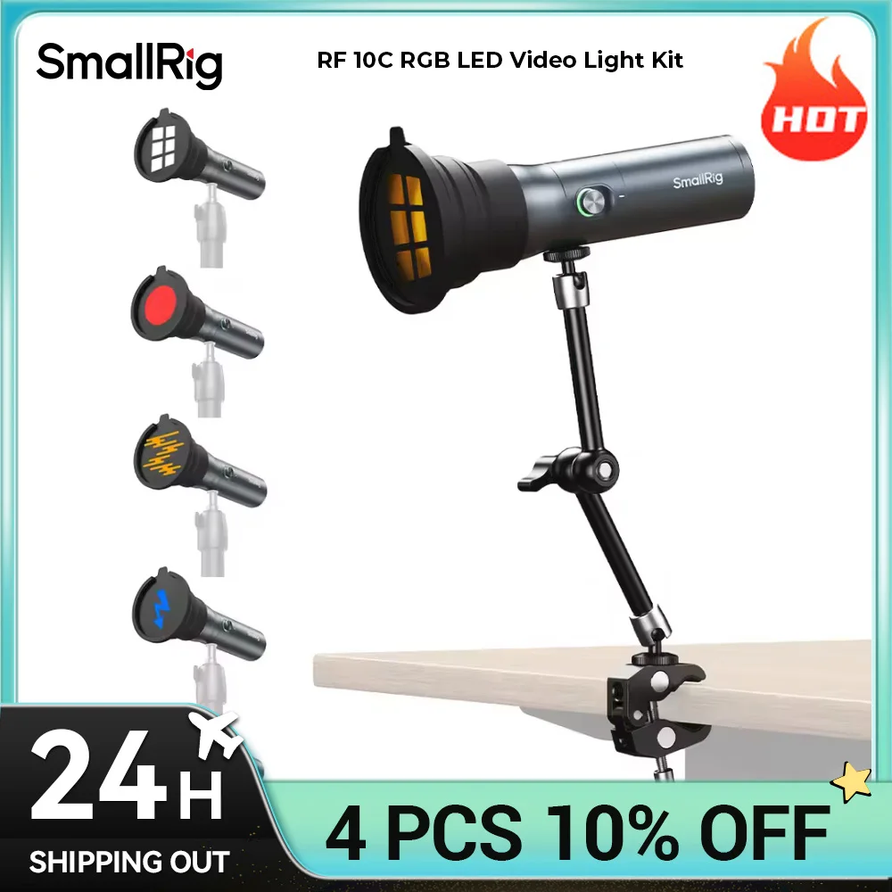 

SmallRig RF 10C RGB светодиодный фонарик для видеосъемки 7500 мАч с рисунком из сплава, 4-цветный заполняющий свет с 20 рисунками