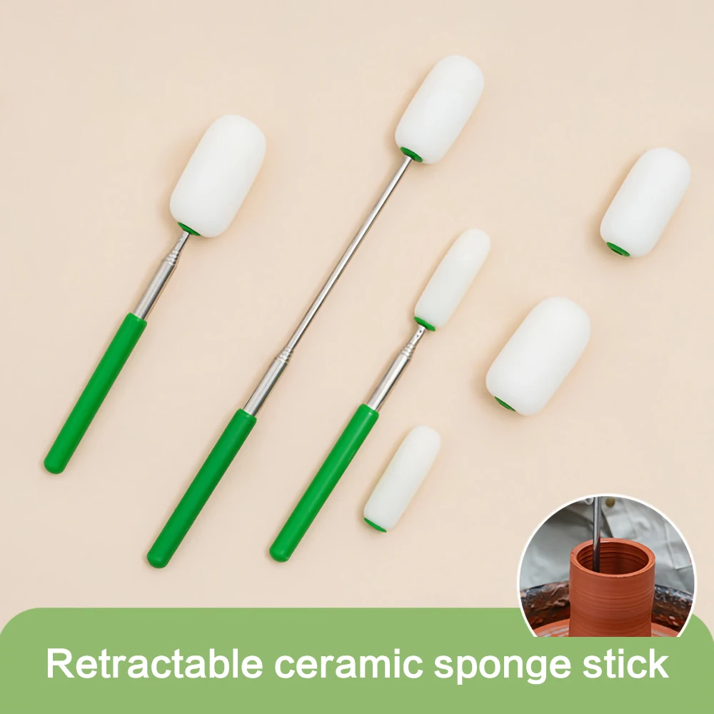 pottery Tool Retractable Sponge Rod Clay Modeling Auxiliary Shaping Water Absorption Hydrating Polishing Tool Removable Sponge