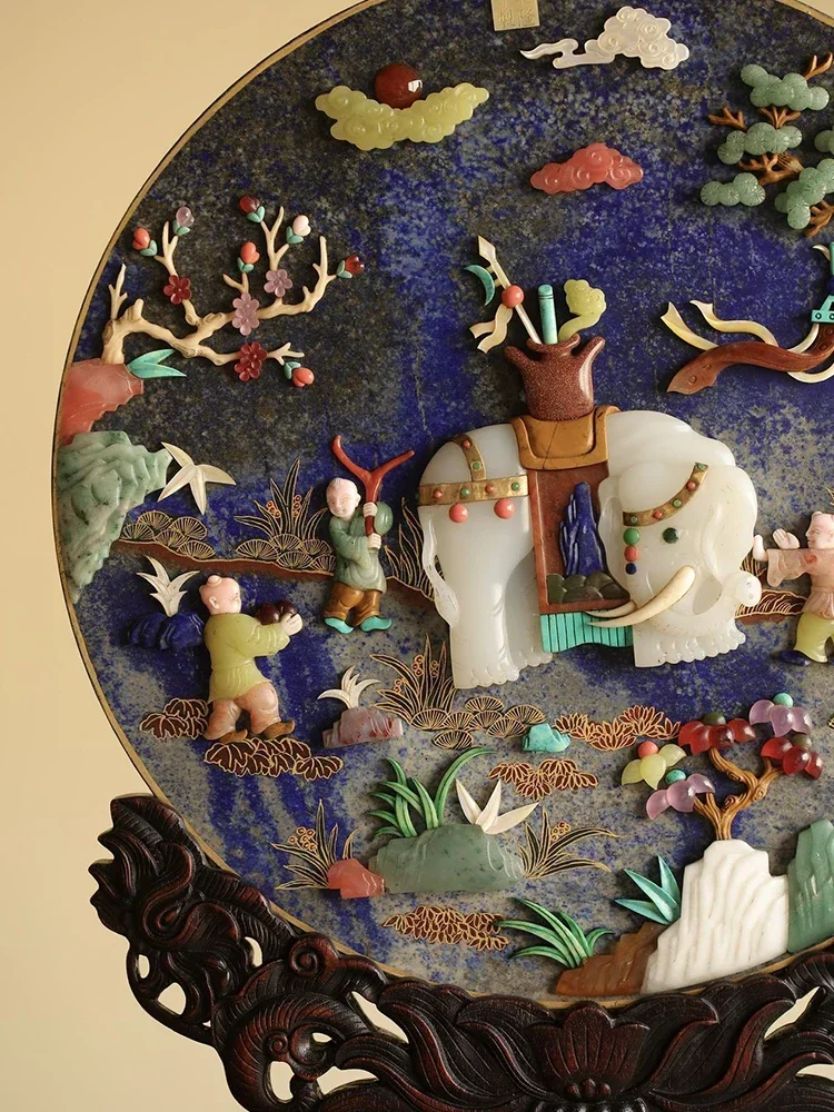 Vendite caldeLapislazzuli intarsiato con schermo del cerchio del tesoro