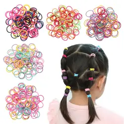 100pcs/pack Fashion For Girls 2cm/2.5cm Colorful Thin Small Kids Hair Ties Ponytail Hair Holder Rubber Bands Mini Hair Ropes