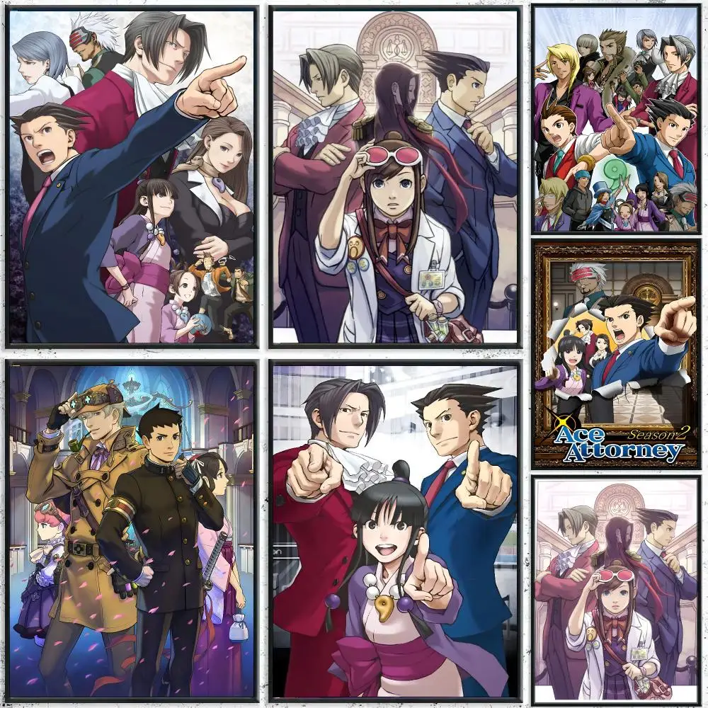 A-Ace A-Attorney Anime Funny Game Poster Perfect Sticker Self Adhesive for Office Home Theater Wall Art Decor Fancy Gift