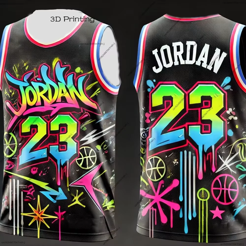 2025 New Arrivals Jordan No. 23 Street Graffiti Hip-Hop Style Basketball Jersey Man Basketball Vest Fan Special Jersey Kit image 3