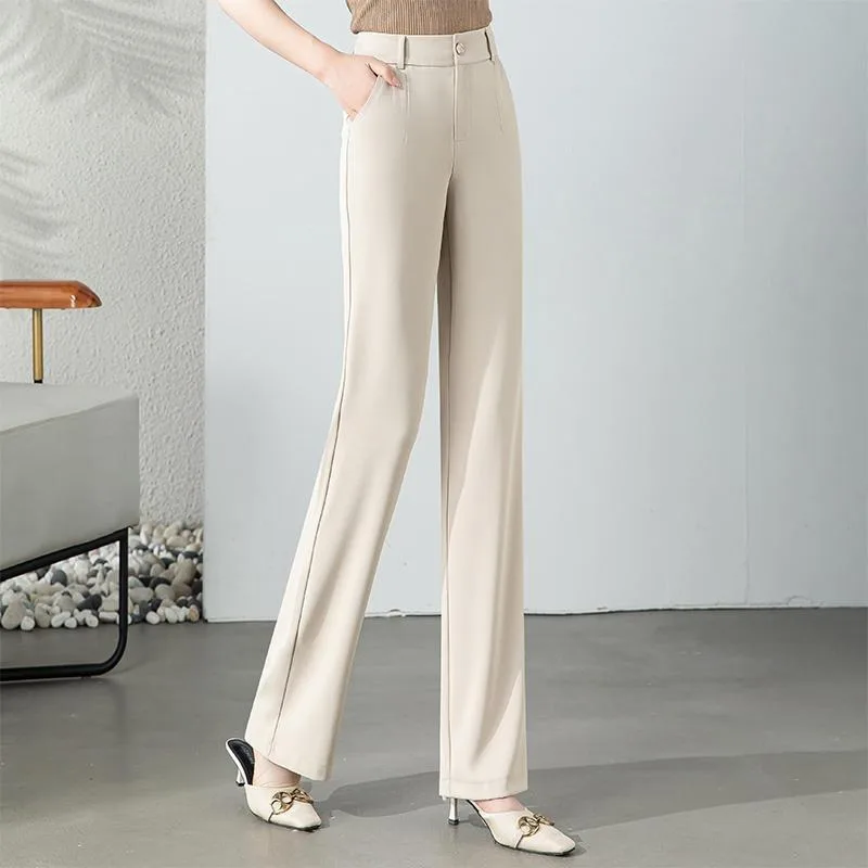 Casual White Pants Women New Spring Summer High Waist Drooping Suit Pants Women Straight Pants