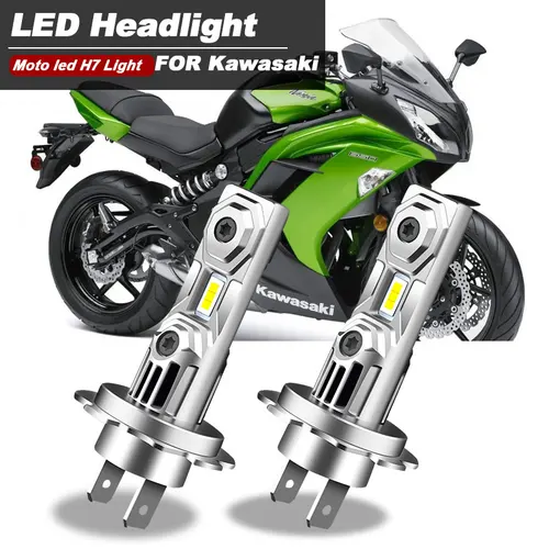 Bombillas de faros LED H7 para motocicleta, 60W, blanco, 12000lm, 6500k, CANbus, para Kawasaki Ninja 250R 2008-2012