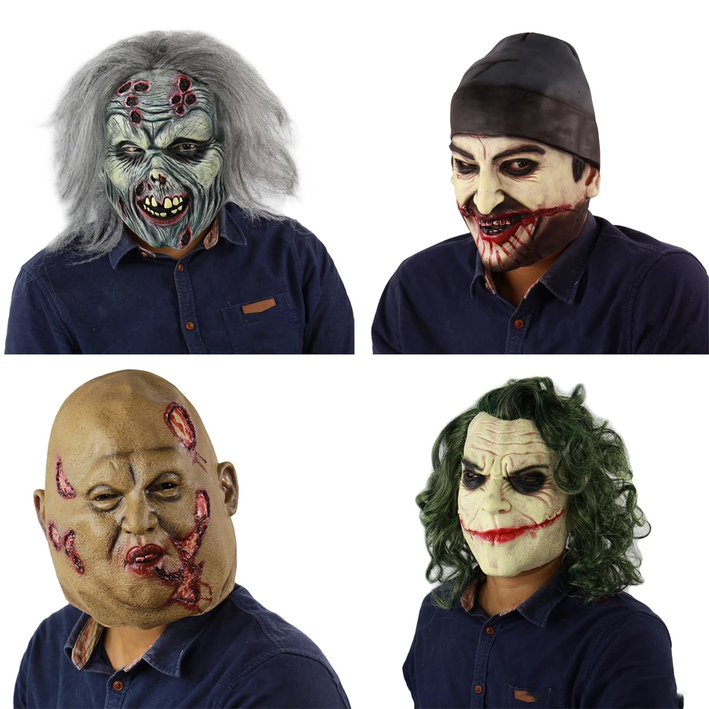 Maschere horror di Halloween Maschera da vampiro monstruo zombie per adulti Costume in lattice Festa di carnevale Casco a testa intera Casa stregata Prop