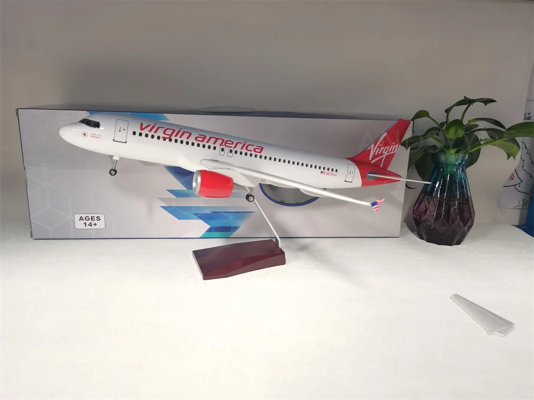 46CM Scale 320 Virgin America Aircraft Model A320 Plane Metal model Plane Wire Wheels Diecast Plane Model Souvenir Plane for