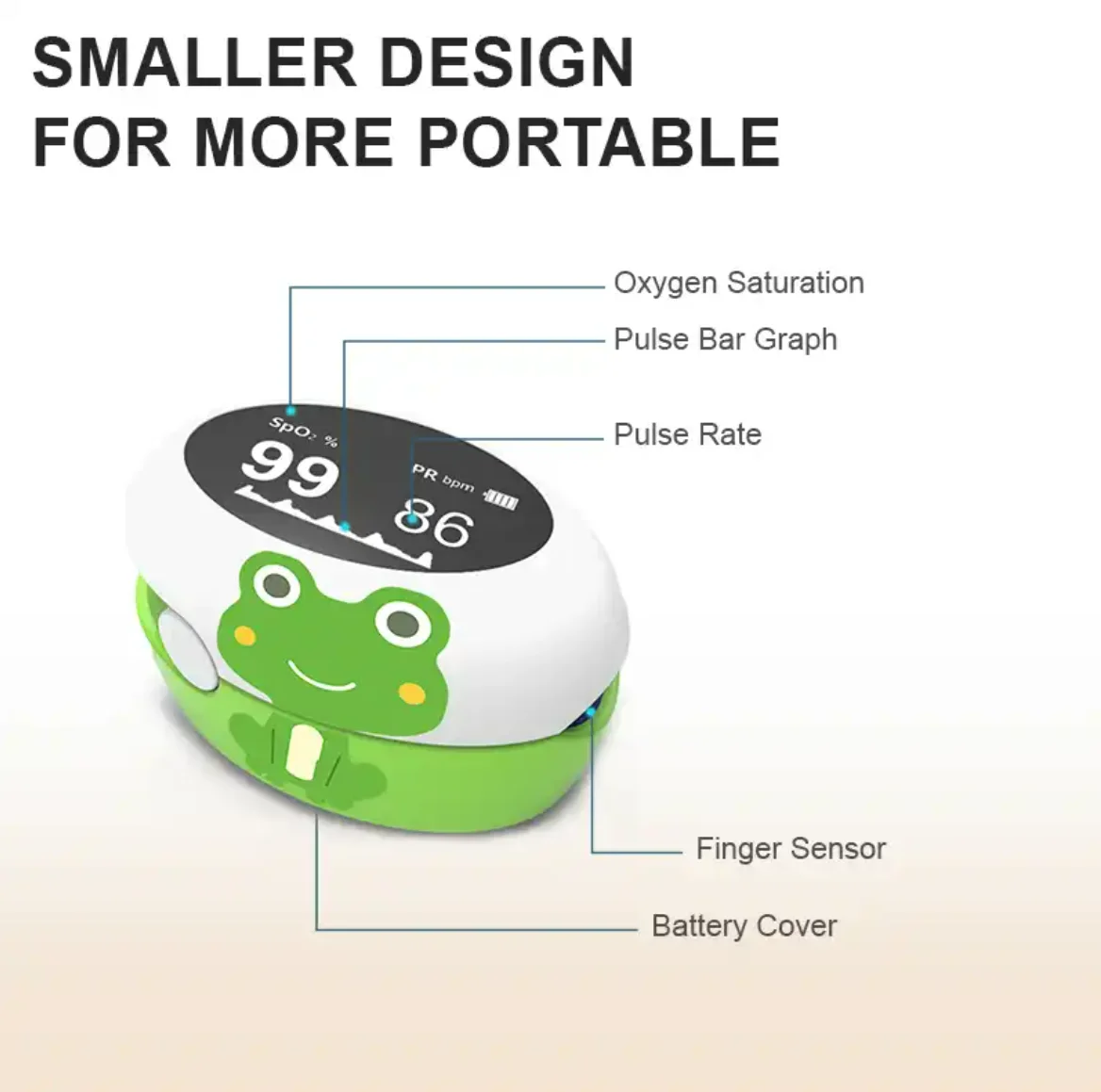 Cute little frog style blood oxygen concentration detector for babies and children Mini BM20 finger pulse oximeter