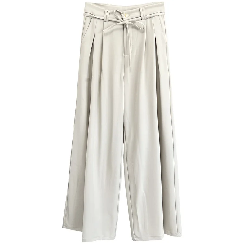 

Summer 2025 Plus Size Women's Casual Waistband Wide Leg Pants 100KG Thin Drape Long Trousers 2512