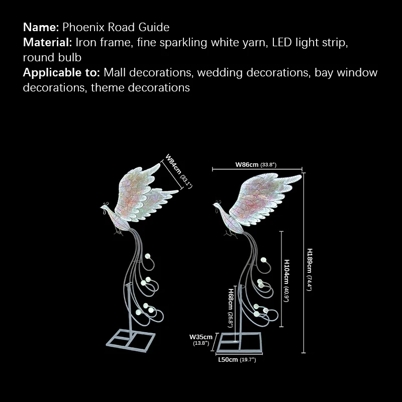 TINNY  Modern Phoenix Wedding Lantern Area Props Street Lamp LED Stage lighting Festival Atmosphere Background Decoration