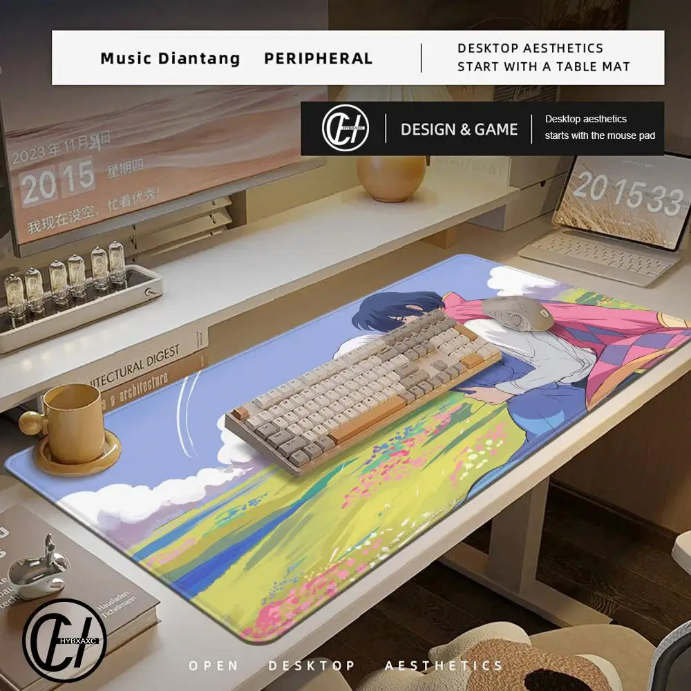 Anime Howl And Sophie Mouse Pad Desk Mouse Pad Cute HD Desk Pad Extended Gaming Keyboard Mats Large XXL Gamer Mousepad 100x50cm