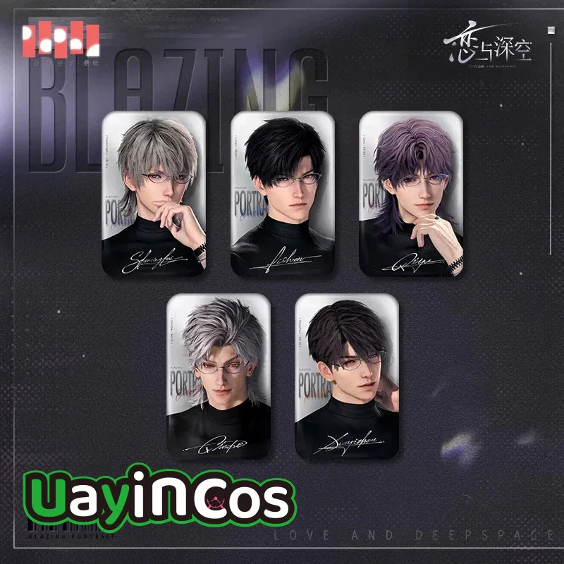 In Stock Official Love and Deepspace Rafayel Caleb Sylus Zayne Blazing Portrait  Photo Card Set Square  Badge Brooch Pins Anime