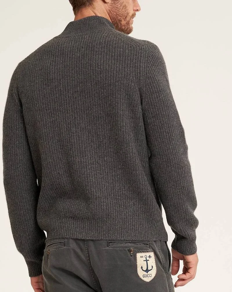 Wholesale Zipped Luxury Man Plus Size 100% Pure Cashmere Sweater Ribbed Cardigan Knit Custom Logo Wool Cashmere Sweater For Man