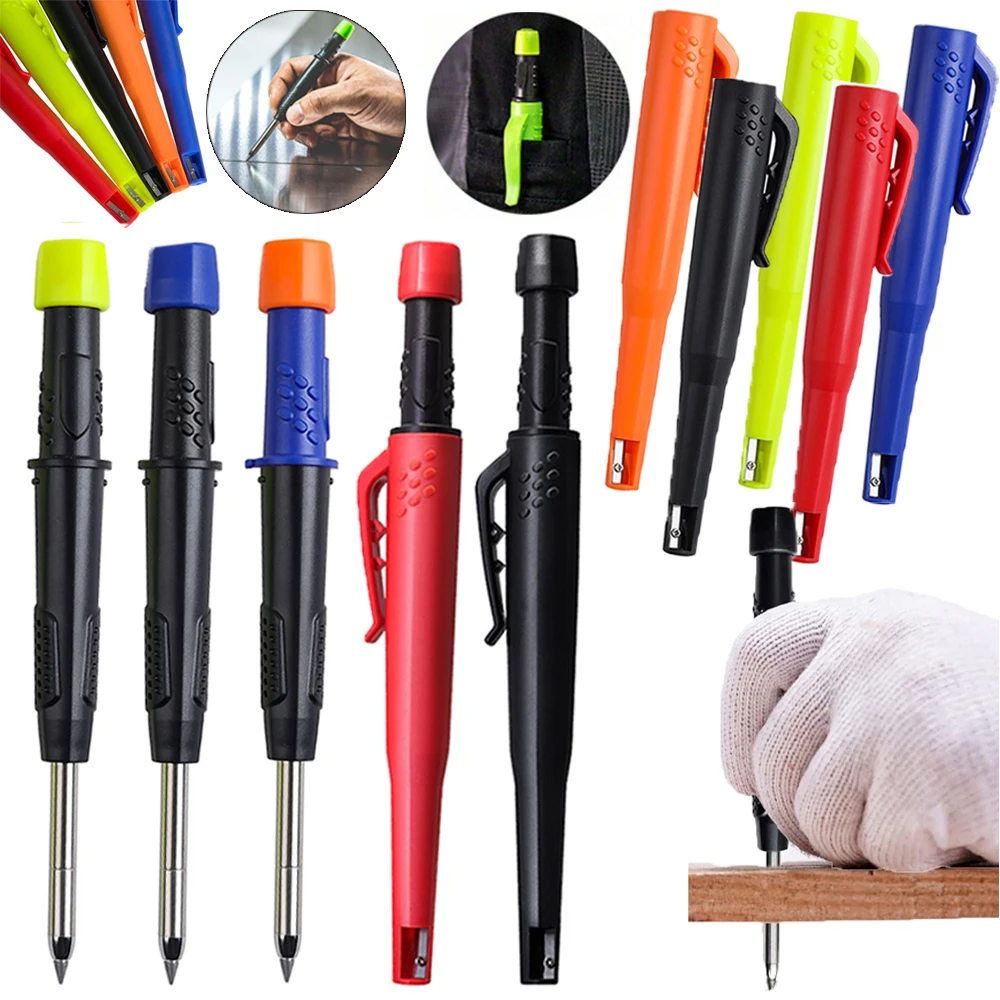 

5Pcs/set 2.8mm 5 Colors Deep Hole Woodworking Mechanical Pen Solid Carpenter Pencil Built-In Sharpener Marking Drawing Tool