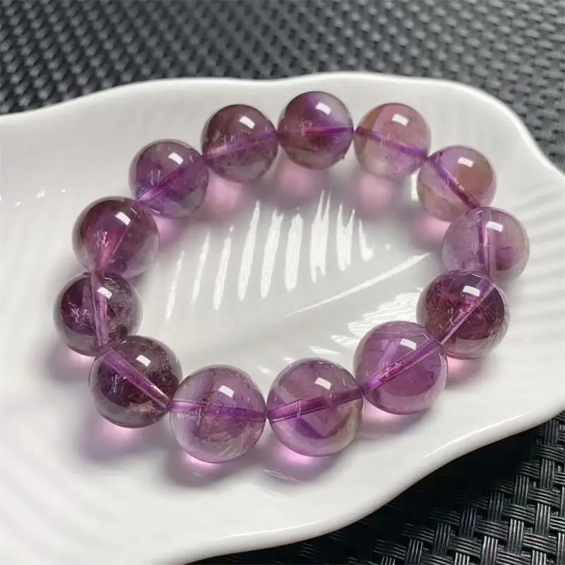 

16MM Natural Ametrine Bracelet Women Charm Reiki Healing Energy Balance Strand Bangles Girls Jewelry Gift 1PCS