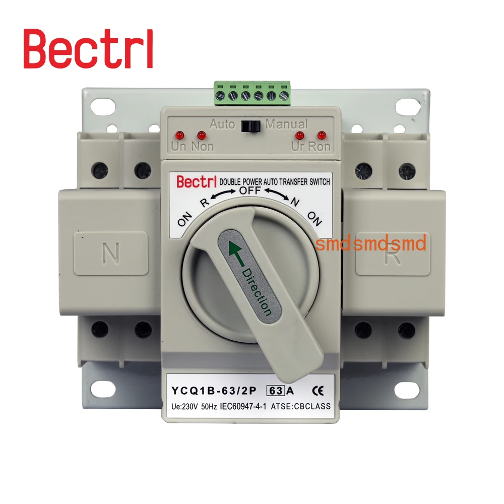 CNC Auto/Manual Switching Circuit Breakers YCQ1B-63 2P/3P/4P 63A Dual Power Automatic Transfer Switch AC230V 50/60Hz MCB