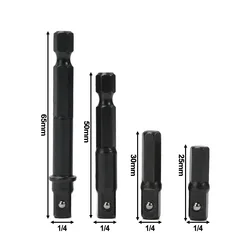 Impacto Sockets Adaptadores para Driver, Shank Brocas-Hastes de extensão, Hex Shank para soquetes quadrados, 1,4 Pcs, 1,4 Pcs