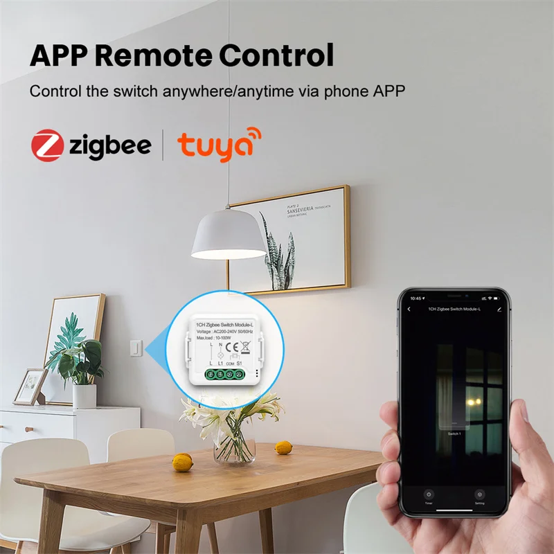 Awapow สวิตช์อัจฉริยะ ZigBee 1ทาง, แอพควบคุมรูปแบบไฟเดี่ยวทำงานได้กับ Alexa Google Home