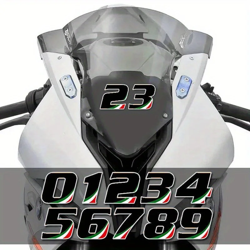 

Stickers Green White Red Accent Decorative Decal For Motorcycle Car Accessories 1PC Number 0-9