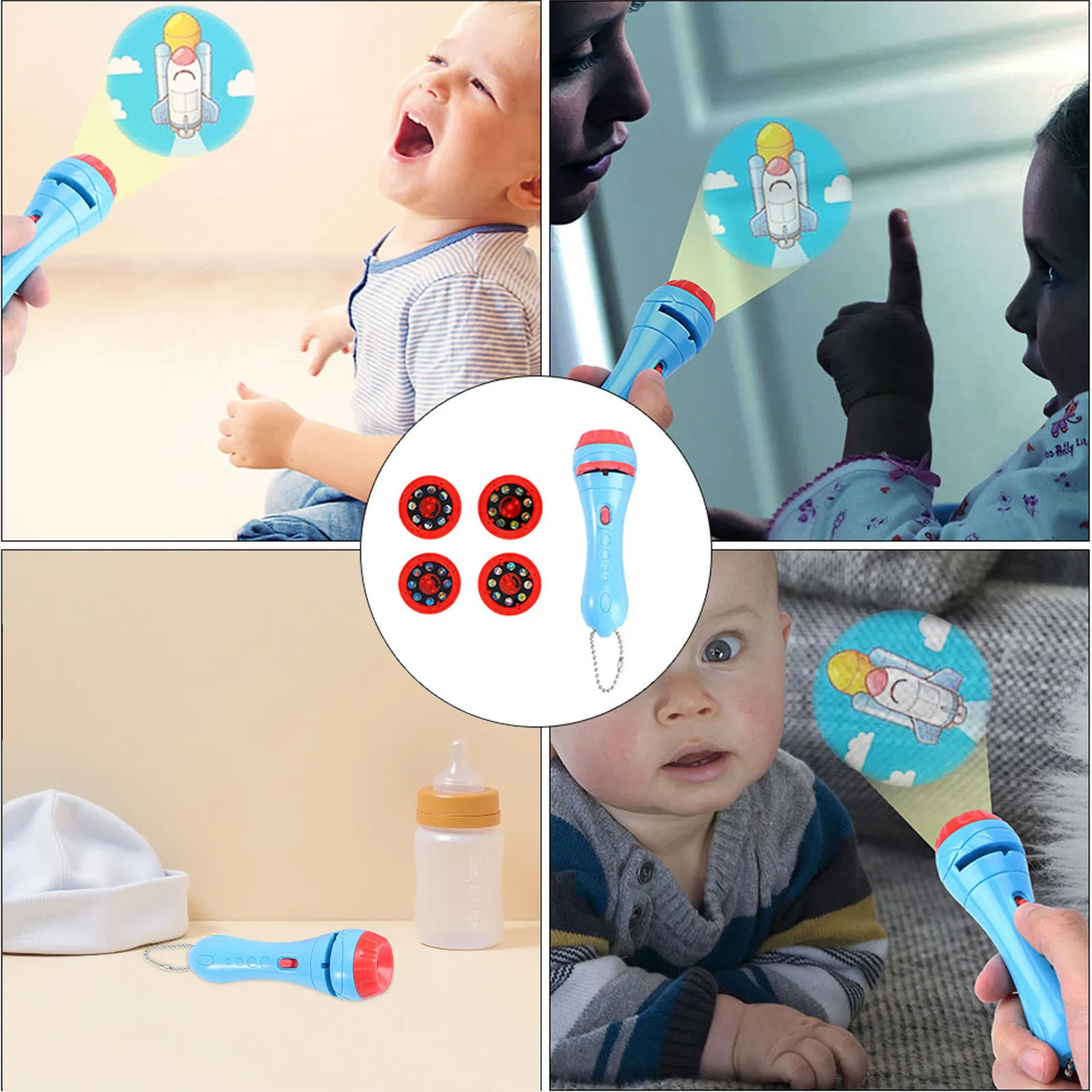 Kids Projection Flashlight Educational Slide Projector Early Learning Science Discovery Toy