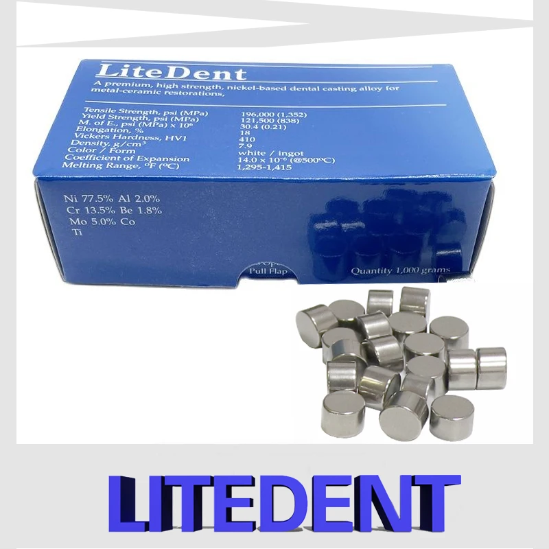 LiteDent-aleación Dental de níquel y cromo, 1000g, con Metal de berilio, para fundición de corona Dental