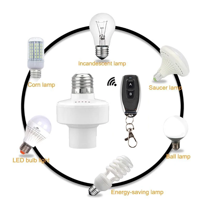 QIACHIP Wireless Smart Light Bulbs Adapter AC110V 220V E27 Lamp Holder Use With 433MHz Wireless Remote Control and Wall Switch