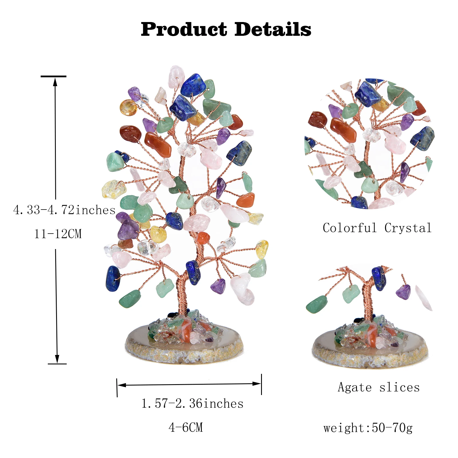 Lucky Crystal Tree Random Stone Base Natural Crystal Money Tree for Positive Energy Crystal Tree Home Office Decoration