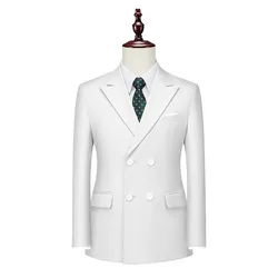 L46279 Men's business casual double-breasted suit with black single piece white khaki orange