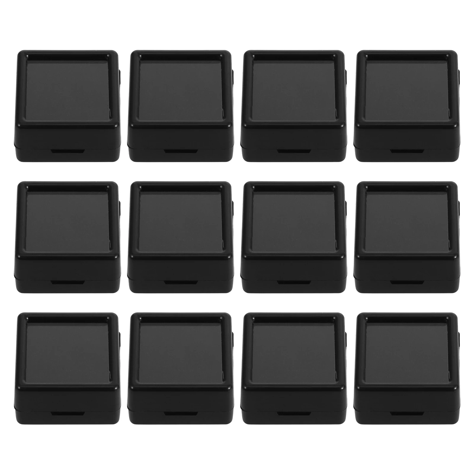 12pcs Square Jewelry Clear Gemstone Display Storage Box Abs Acrylic Moisture Resistant Compact Portable Transparent Container