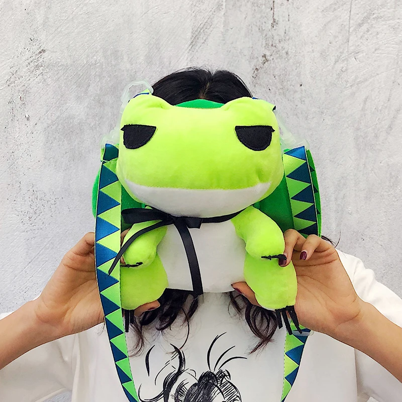 Children Schoolbag Bags Anime Plush Backpack Travel Frog Cute Stuffed Animal Toy Doll For Girls Cartoon Frog Plush Backpacks